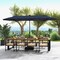 13FT Outdoor Patio Umbrella with Solar LED Lights for Backyard Relaxation